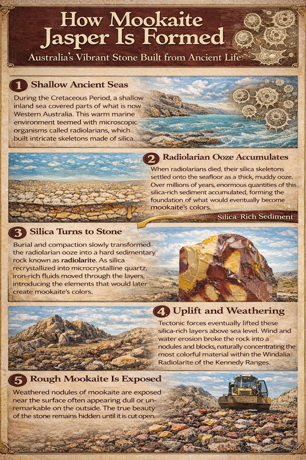 The process of forming mookaite.